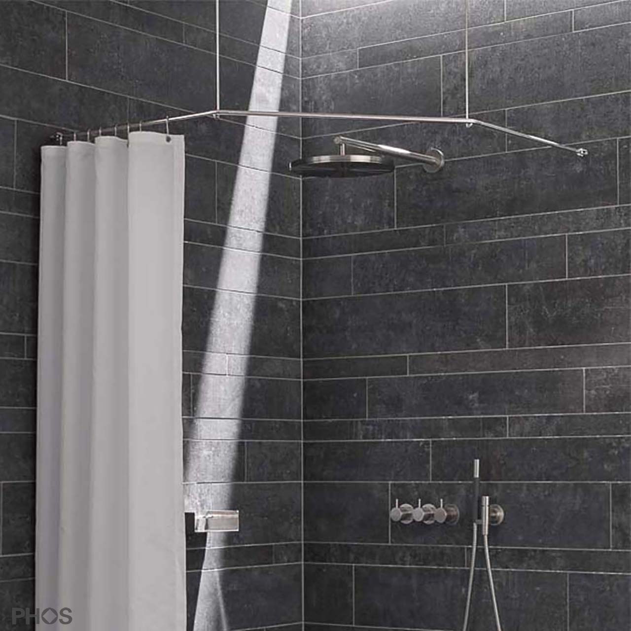 Shower Curtain Rod Pentagon DSFE - Ceiling Mount - Stainless Steel Shower Curtain Rod Pentagon DSFE - Ceiling Mount - Stainless Steel