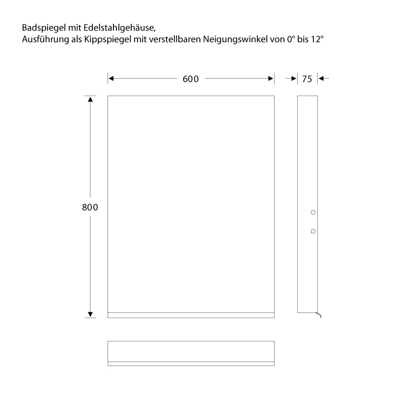 Spiegel ohne Glas aus poliertem Edelstahl - Schwenkbar - ErgoSystem E300