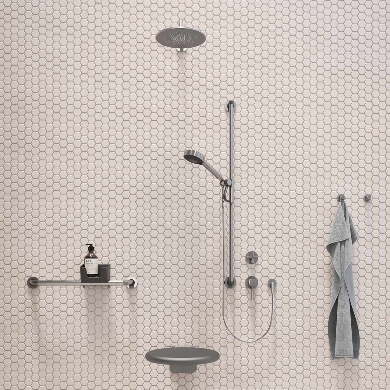 Brausestange und Duschkopf Halter - Edelstahl - ErgoSystem E300 Brausestange und Duschkopf Halter - Edelstahl - ErgoSystem E300