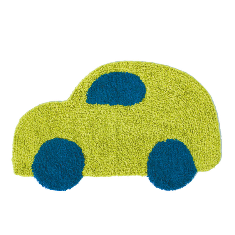 Kid's Bathroom Carpet Traffic Green Blue - 100% Cotton