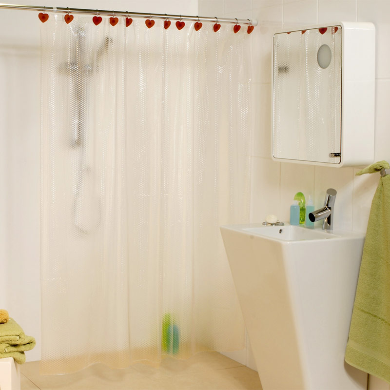 Plastic Shower Curtain 180x180 Bubbles Transparent