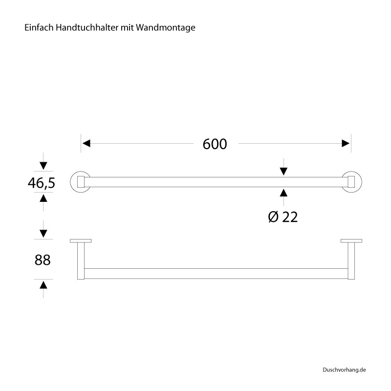 Handtuchhalter Wand für Bad Dusche WC - Einfach - Edelstahl - ErgoSystem Metric