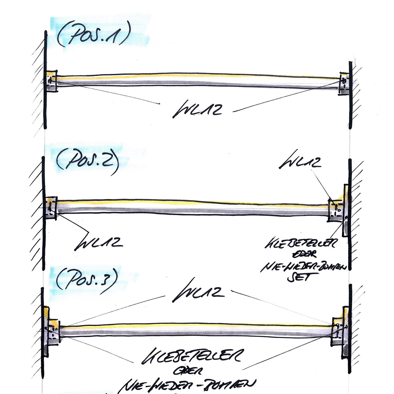 Shower Curtain Bar DSRN - Dia 20 mm - Wall Mount - Stainless Steel Shower Curtain Bar DSRN - Dia 20 mm - Wall Mount - Stainless Steel