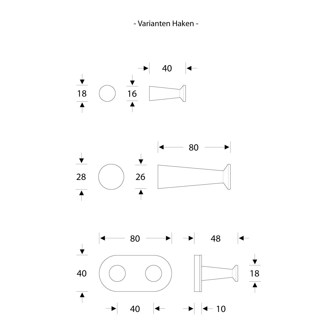 Design Handtuchhaken für Bad Dusche WC - ErgoSystem A100