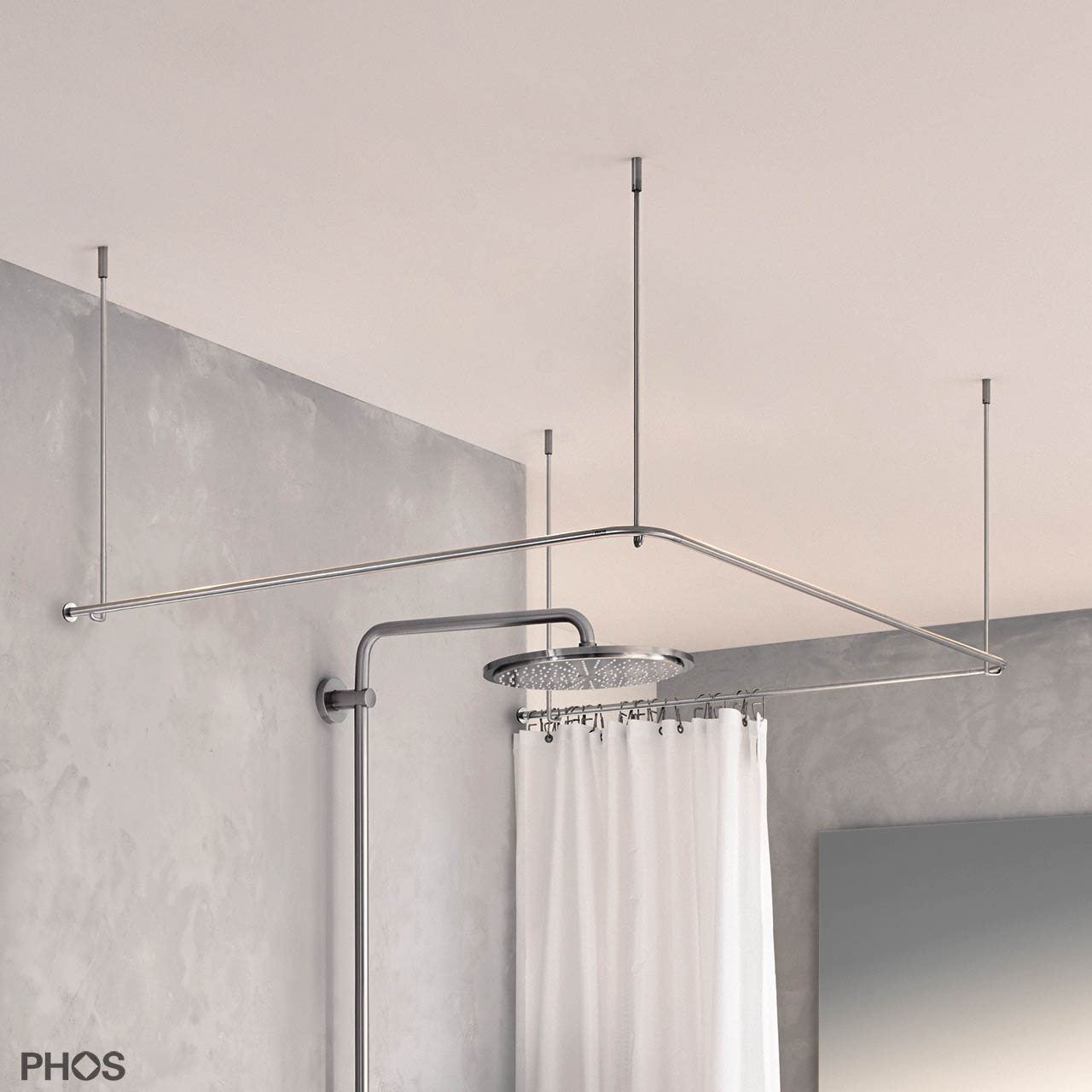 Shower curtain rail U shape - ceiling mount only - Stainless steel  Shower curtain rail U shape - ceiling mount only - Stainless steel