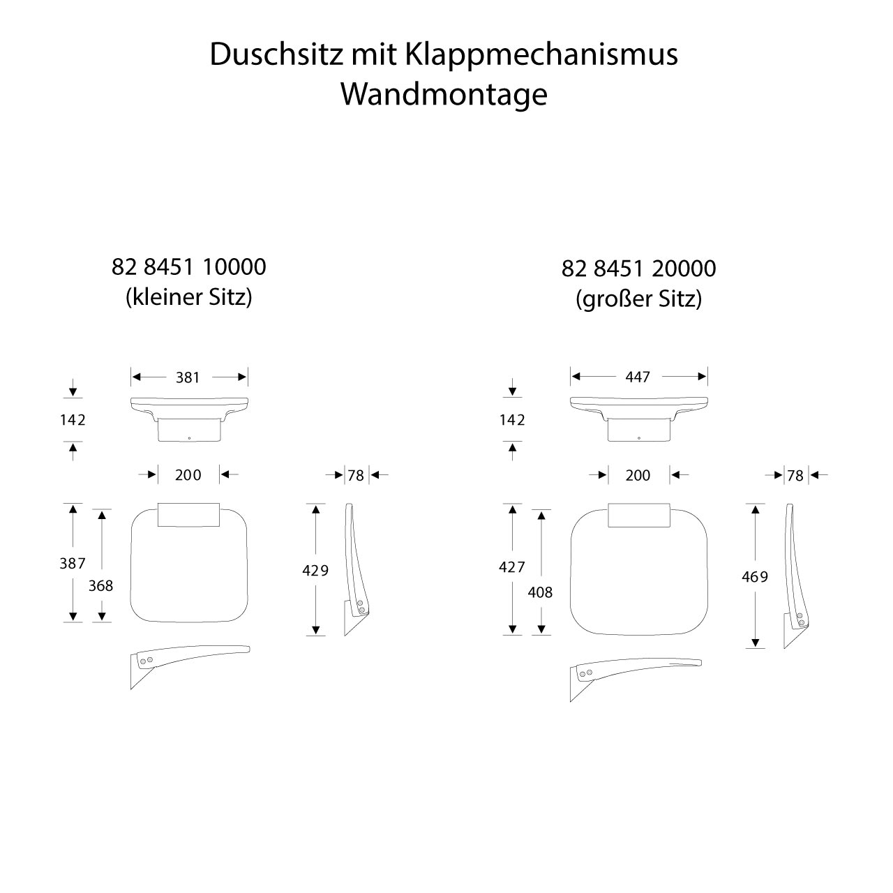 Duschstuhl als Duschklappsitz - Wandmontage - ErgoSystem A100 Duschstuhl als Duschklappsitz - Wandmontage - ErgoSystem A100