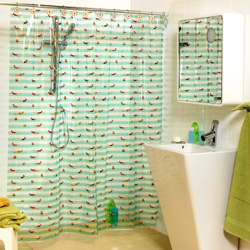 Plastic Shower Curtain 180x180 Swimmer Green Plastic Shower Curtain 180x180 Swimmer Green