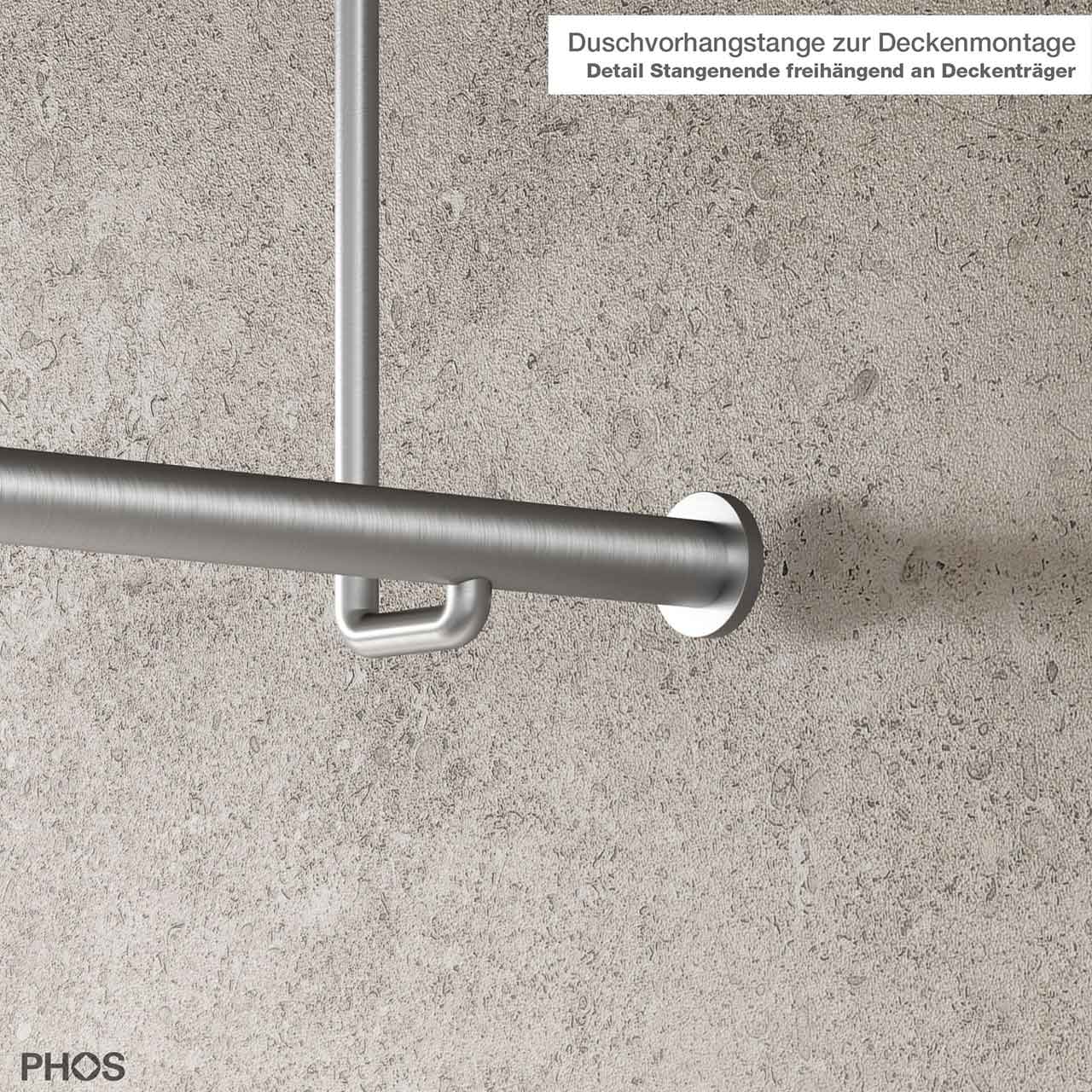 Shower curtain rail L shape - ceiling hold only - various sizes - stainless steel