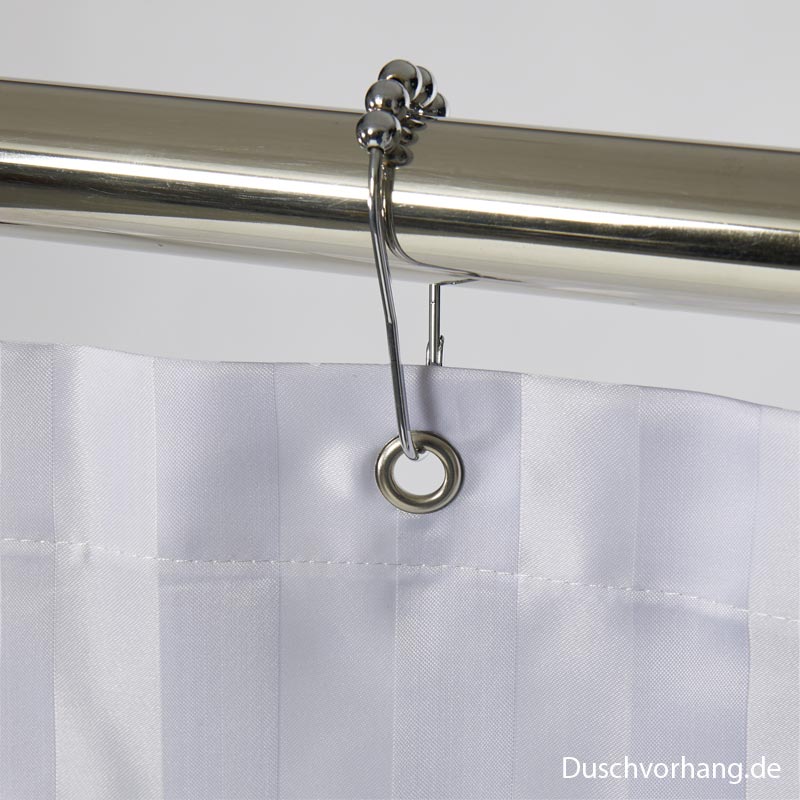 Textile Shower Curtain 180x200 White Trevira CS Satin Stripes Textile Shower Curtain 180x200 White Trevira CS Satin Stripes