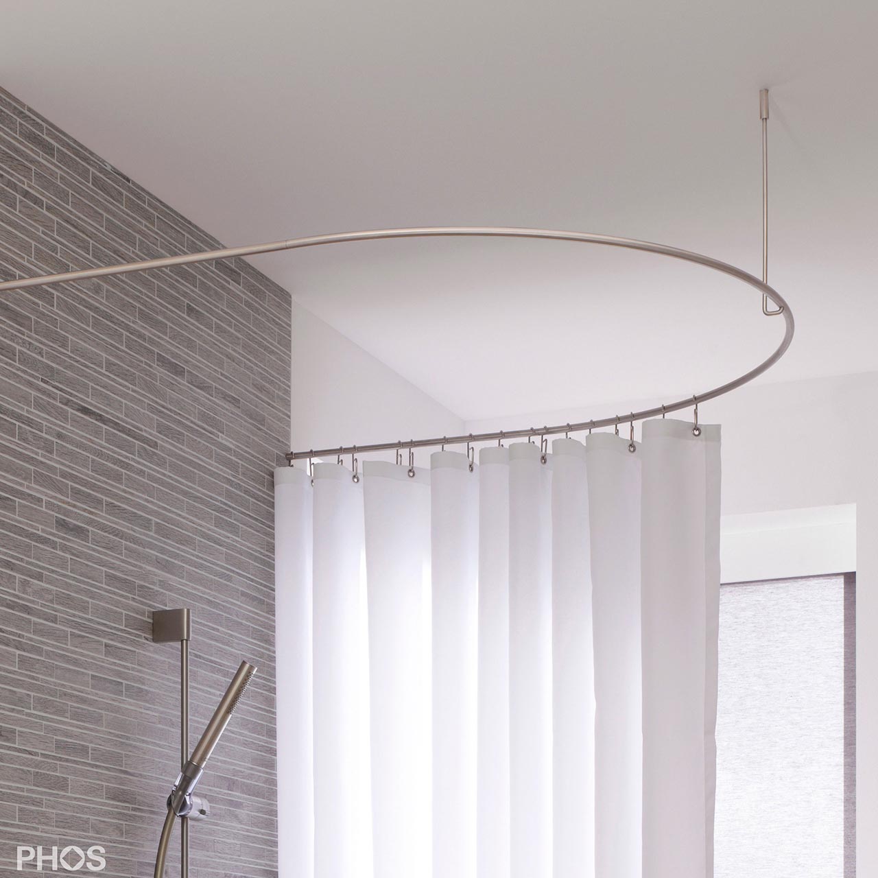 Shower Curtain Rod Half Circle Extended DR50HD100 - Ceiling Mount - Stainless Steel Shower Curtain Rod Half Circle Extended DR50HD100 - Ceiling Mount - Stainless Steel