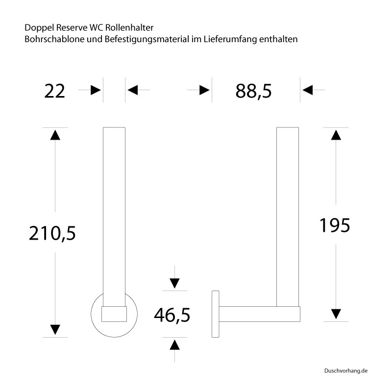 Reserve Toilettenpapierhalter - zwei WC Rollen - Edelstahl - ErgoSystem Metric