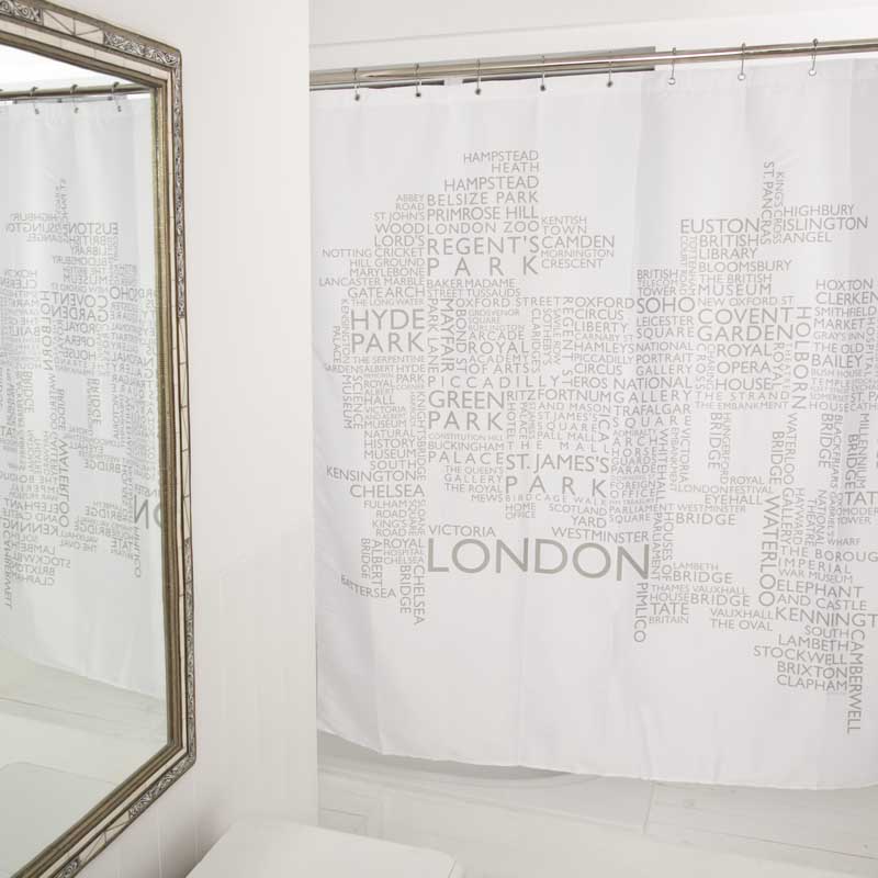Textile Shower Curtain 180x180 London Textile Shower Curtain 180x180 London