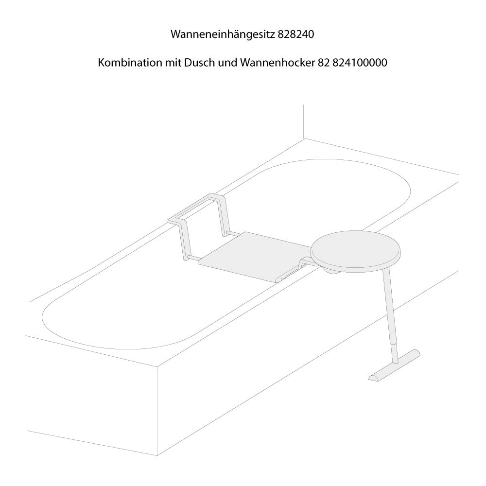 Zusatz Hocker für Badewannensitz - Drehbare Sitzfläche - ErgoSystem E300