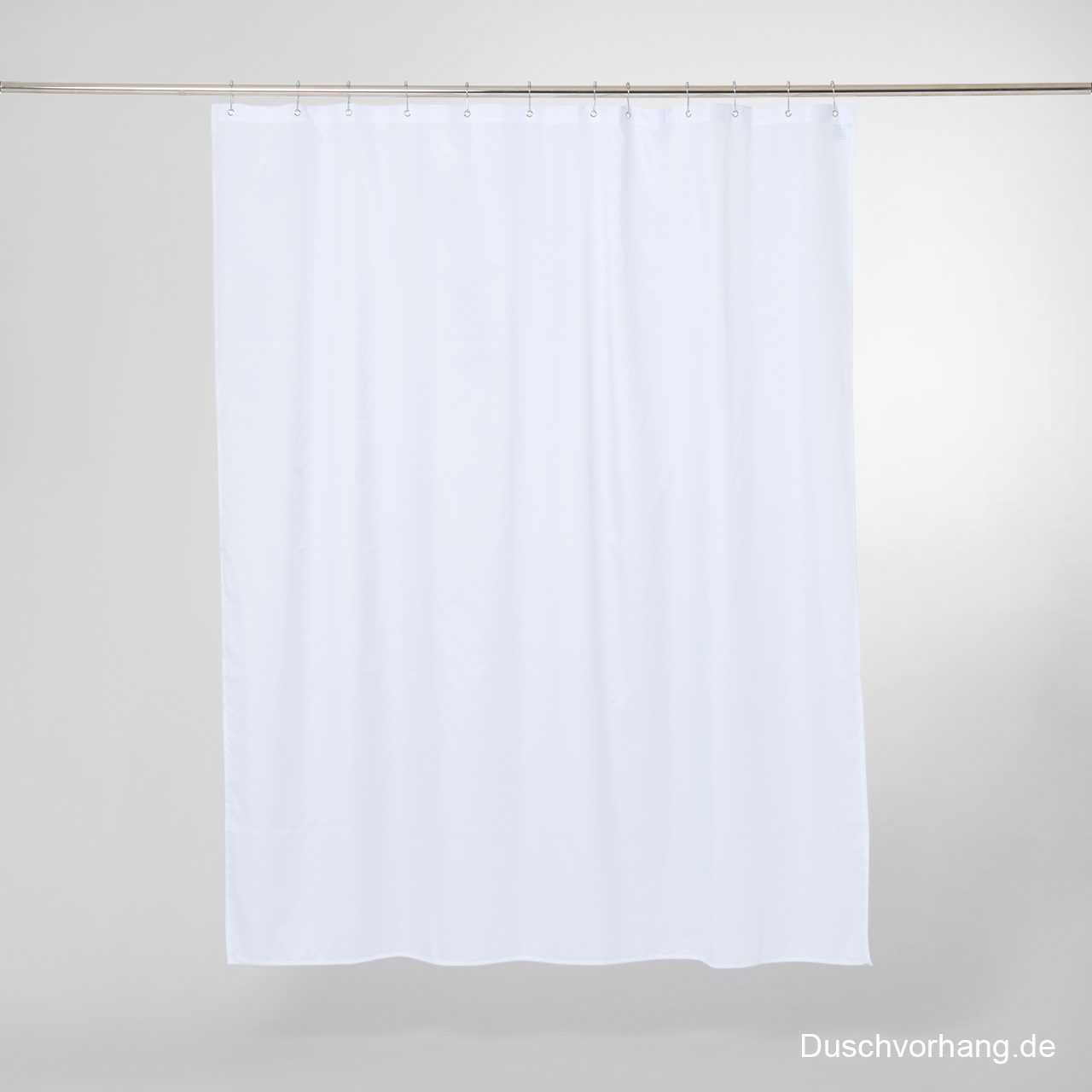 Textile shower curtain white uni 180 wide White textile shower curtain with rod