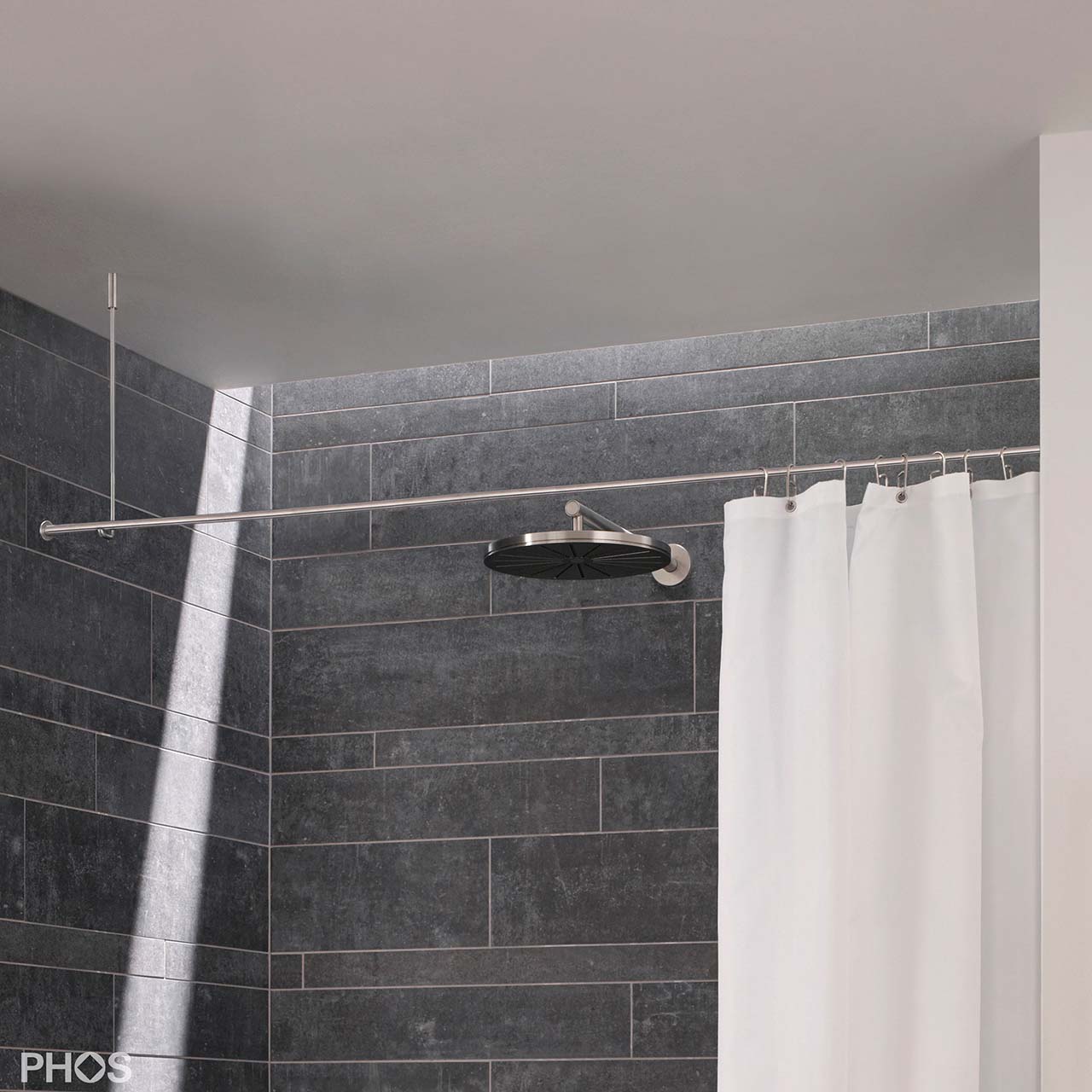 Shower Curtain Rod Straight - Ceiling Bracket Only - Stainless Steel Shower Curtain Rod Straight - Ceiling Bracket Only - Stainless Steel