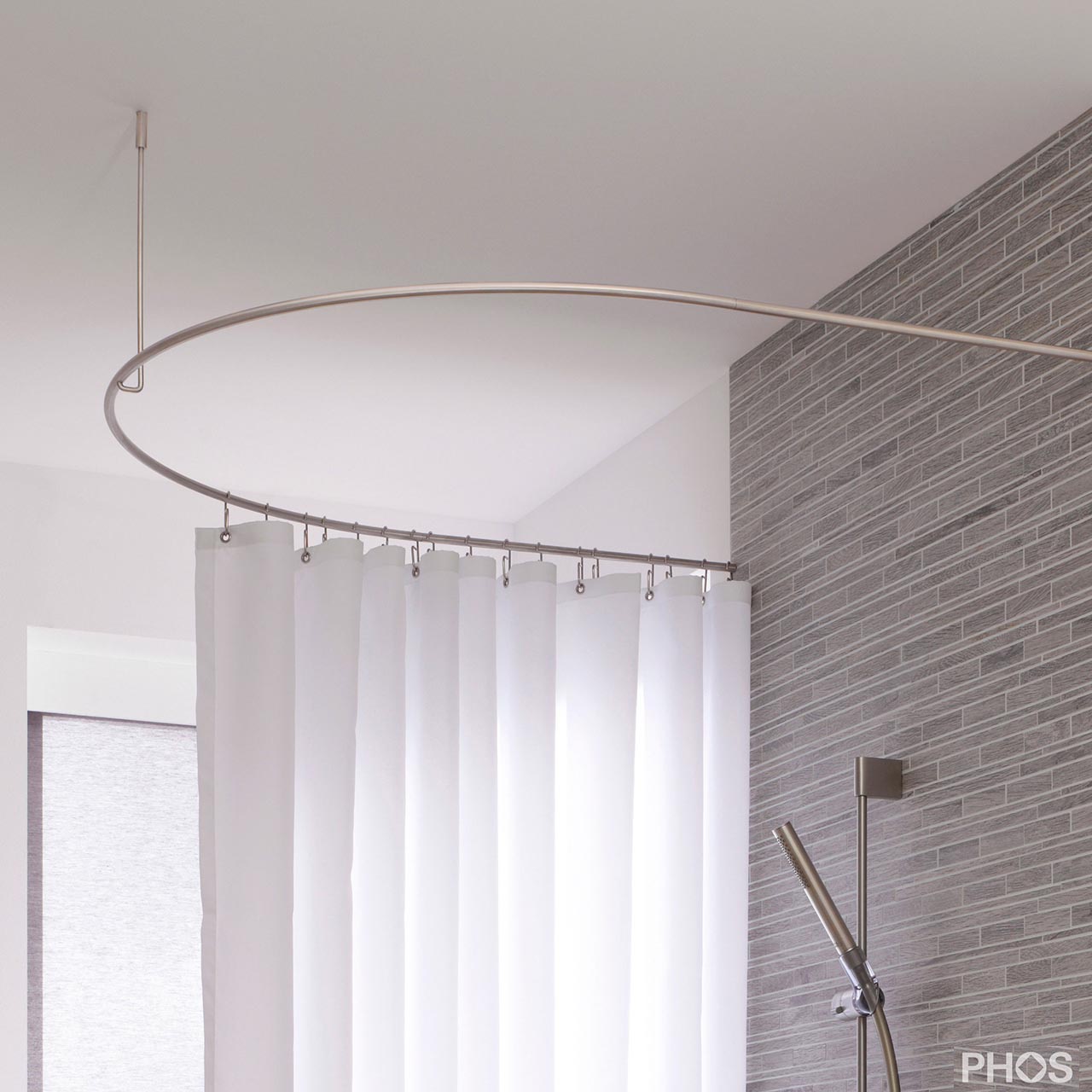 Shower Curtain Rod Half Circle Extended DR50HD80 - Ceiling Mount - Stainless Steel Shower Curtain Rod Half Circle Extended DR50HD80 - Ceiling Mount - Stainless Steel