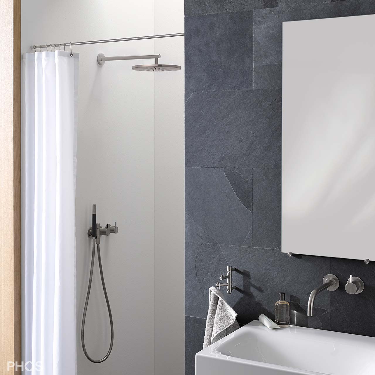 Shower Curtain Bar DSN - Dia 12 mm - Wall Mount - Stainless Steel Shower Curtain Bar DSN - Dia 12 mm - Wall Mount - Stainless Steel