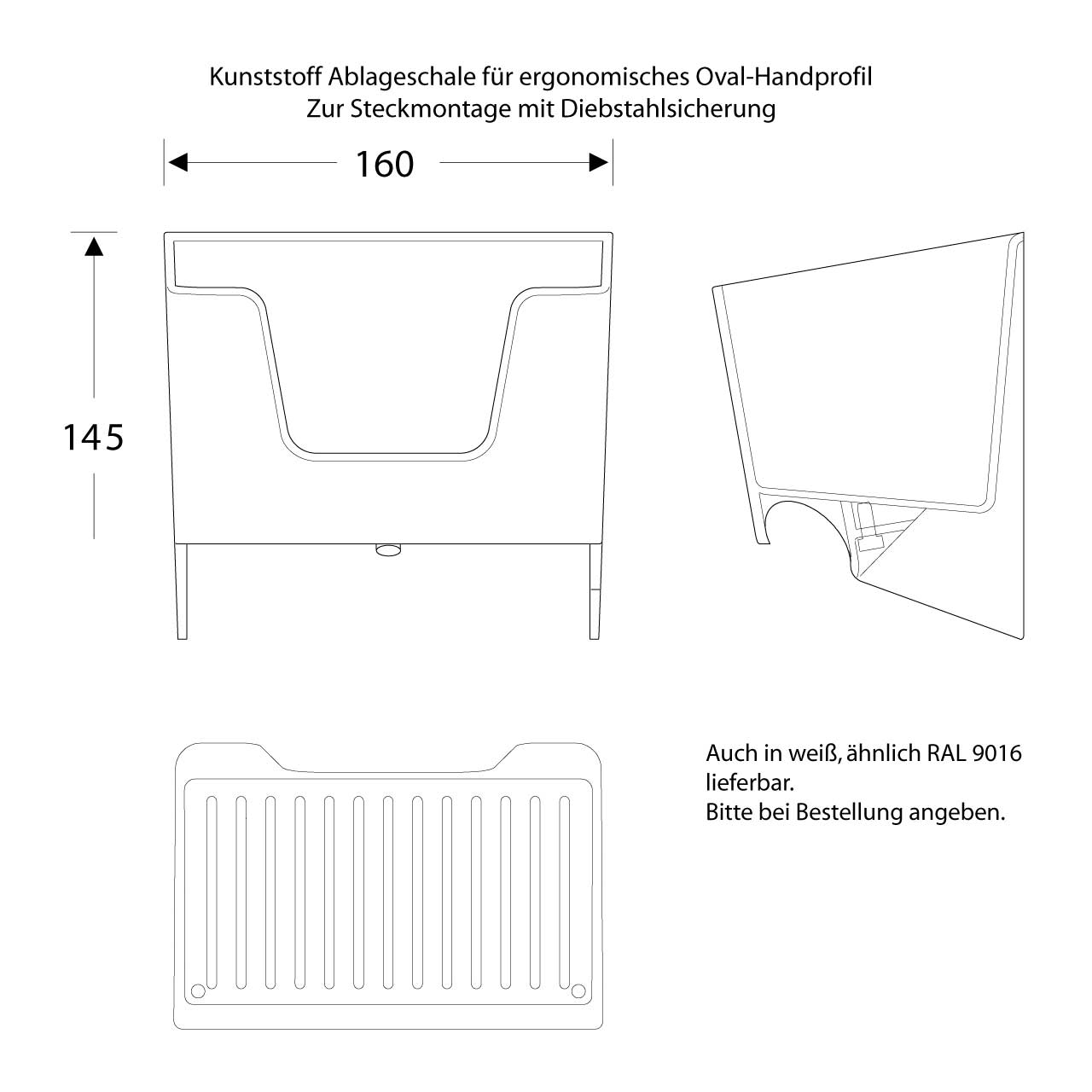 Ablage für ergonomischen Handlauf - Gerade - ErgoSystem Ablage für ergonomischen Handlauf - Gerade - ErgoSystem