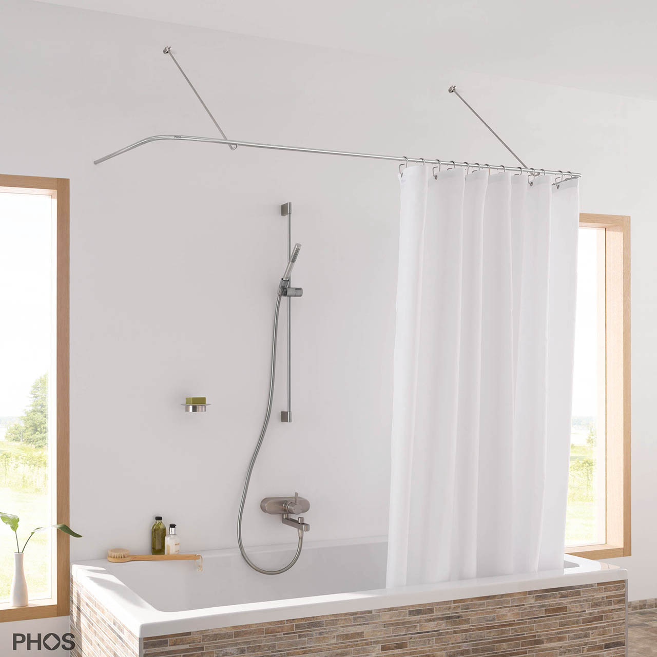 Shower Curtain Rail U Shape DSU170-70 - Wall Mount Only - Stainless Steel Shower Curtain Rail U Shape DSU170-70 - Wall Mount Only - Stainless Steel