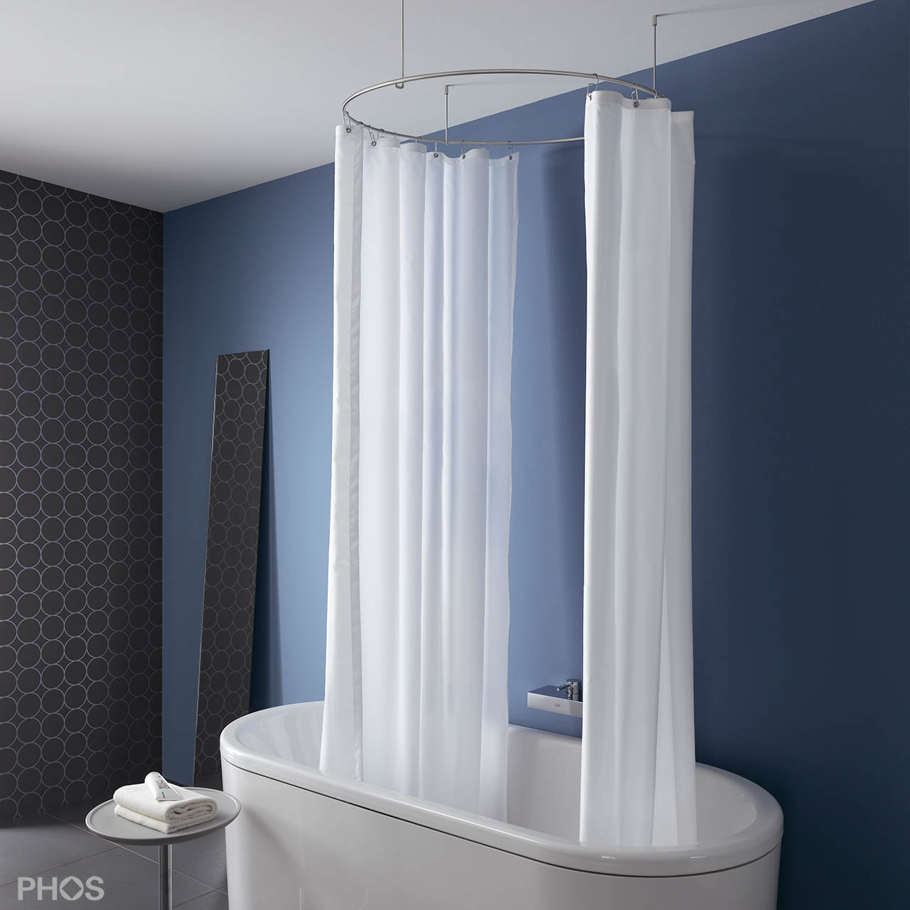 Shower Curtain Rod Circle Round DR 90 - Ceiling Hold Only - Stainless Steel Shower Curtain Rod Circle Round DR 90 - Ceiling Hold Only - Stainless Steel