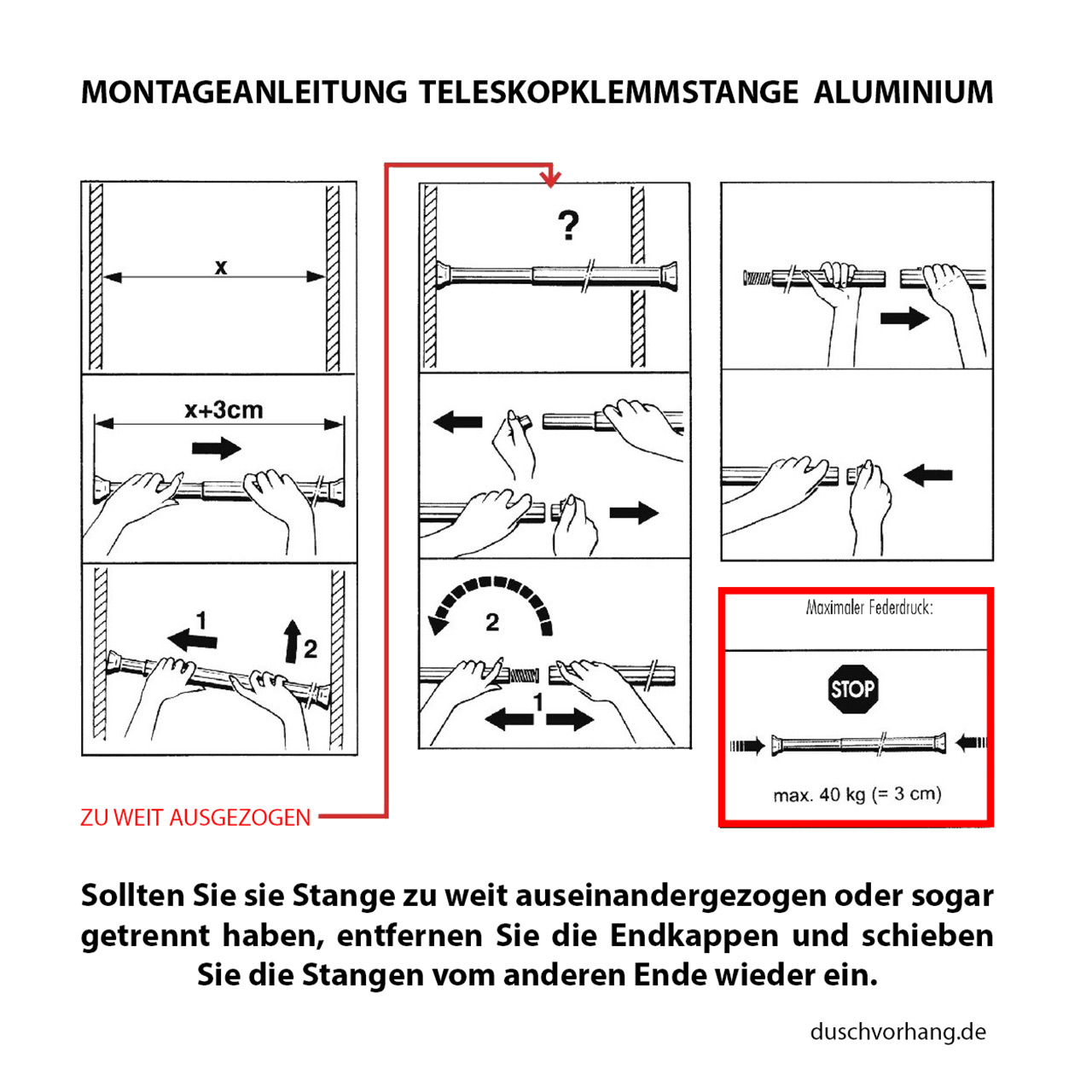Extendable Telescopic Shower Rod - White Aluminium Extendable Telescopic Shower Rod - White Aluminium