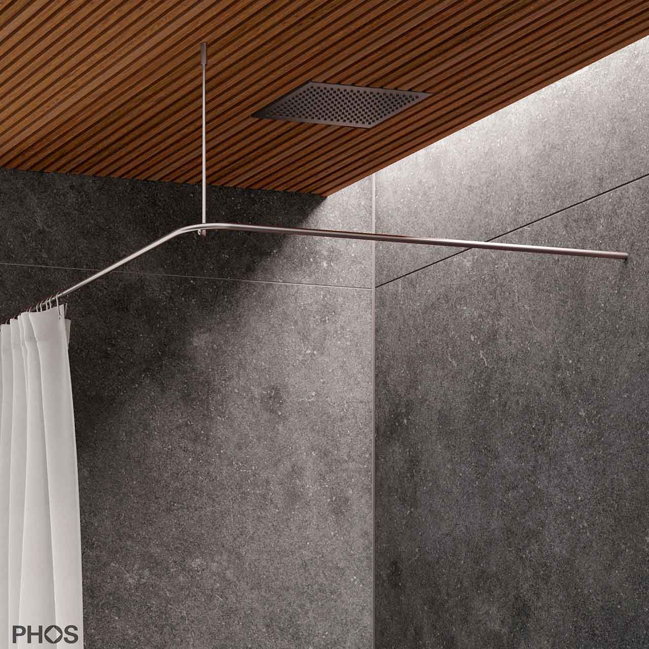 Special Dimension Shower Curtain Rails - L Shape - Various Sizes - Stainless Steel Special Dimension Shower Curtain Rails - L Shape - Various Sizes - Stainless Steel