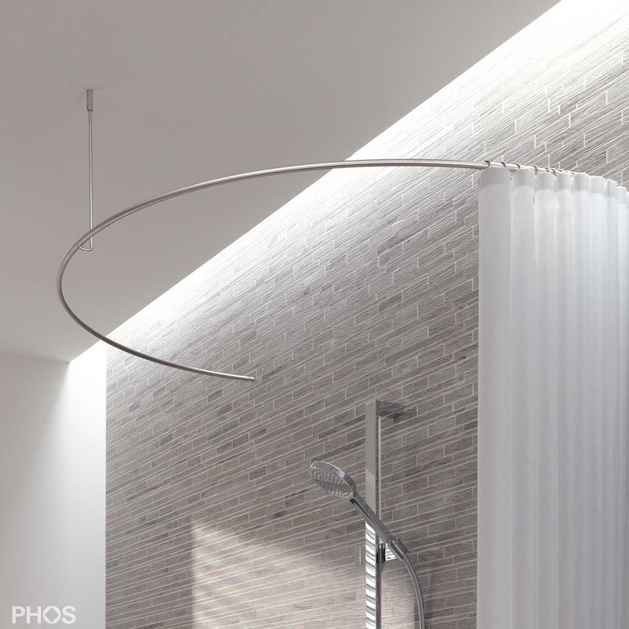Shower Curtain Rod Half Circle DR70HD - Ceiling Mount - Stainless Steel Shower Curtain Rod Half Circle DR70HD - Ceiling Mount - Stainless Steel