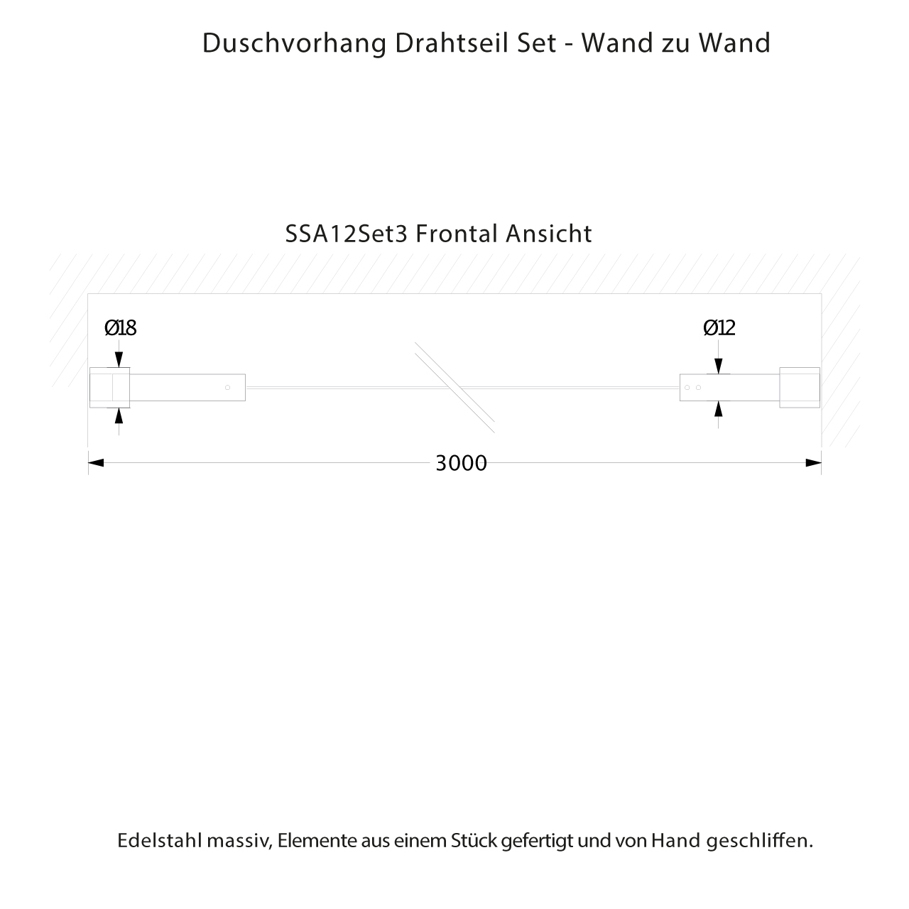 Duschvorhang-Drahtseil-Wand-zu-Wand-SSA Montageskizze Duschvorhang Draht Axial
