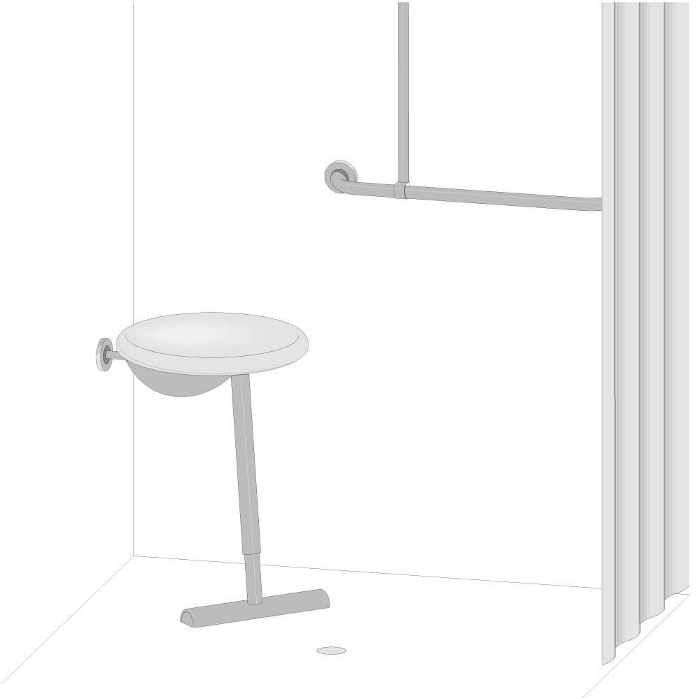 Zusatz Hocker für Badewannensitz - Drehbare Sitzfläche - ErgoSystem E300