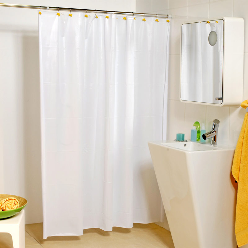 Plastic Shower Curtain 180x180 Single Vision White