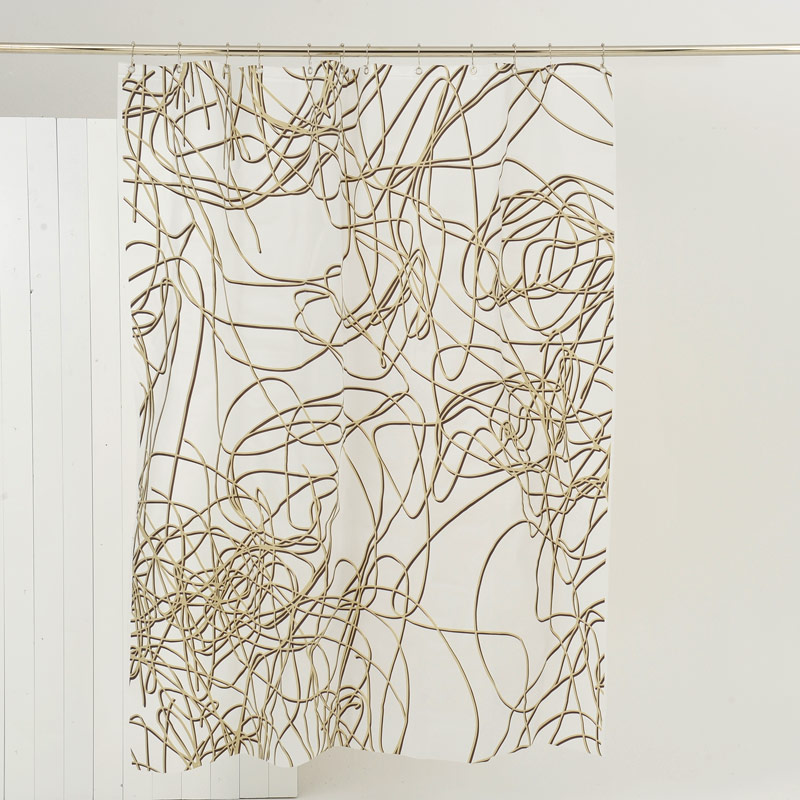 Eco-Plastic Shower Curtain 180x200 Spaghetti Beige Brown Eco-Plastic Shower Curtain 180x200 Spaghetti Beige Brown