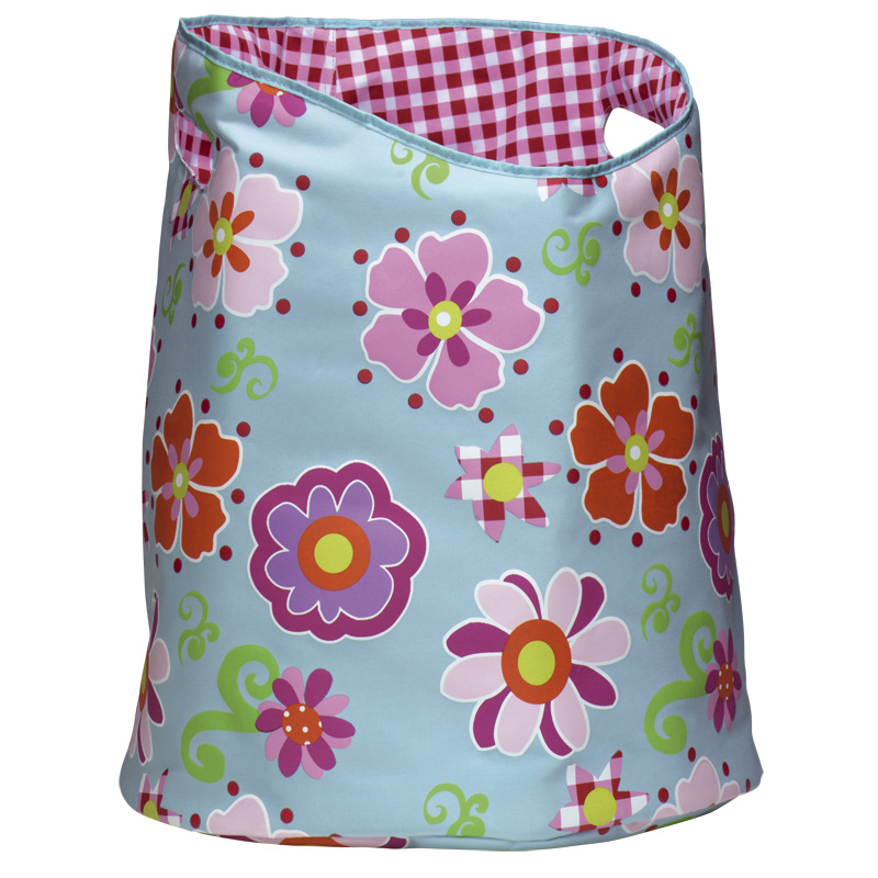 Laundry Basket Round - Flower Blue - 50x40cm - Collapsible Laundry Basket Round - Flower Blue - 50x40cm - Collapsible