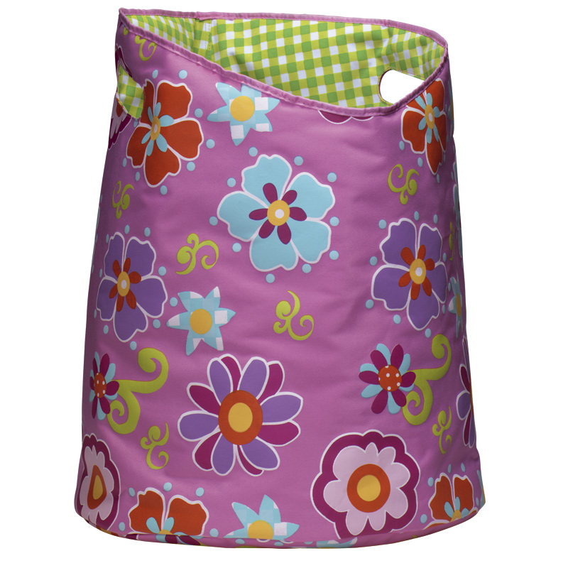 Laundry Basket Round - Flower Pink - 50x40cm - Collapsible Laundry Basket Round - Flower Pink - 50x40cm - Collapsible