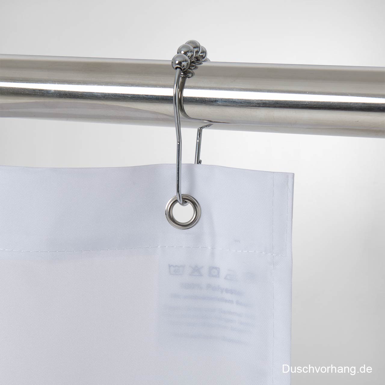 Textil Duschvorhang weiß uni mit Stange Weisser Textilduschvorhang an Duschvorhangstange