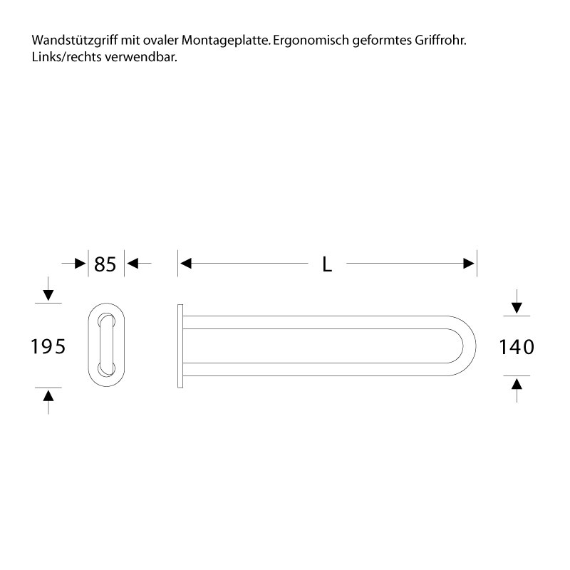 Haltegriff für Bad Dusche WC - Fest - Schmale Wandmontage - ErgoSystem E300 Haltegriff für Bad Dusche WC - Fest - Schmale Wandmontage - ErgoSystem E300