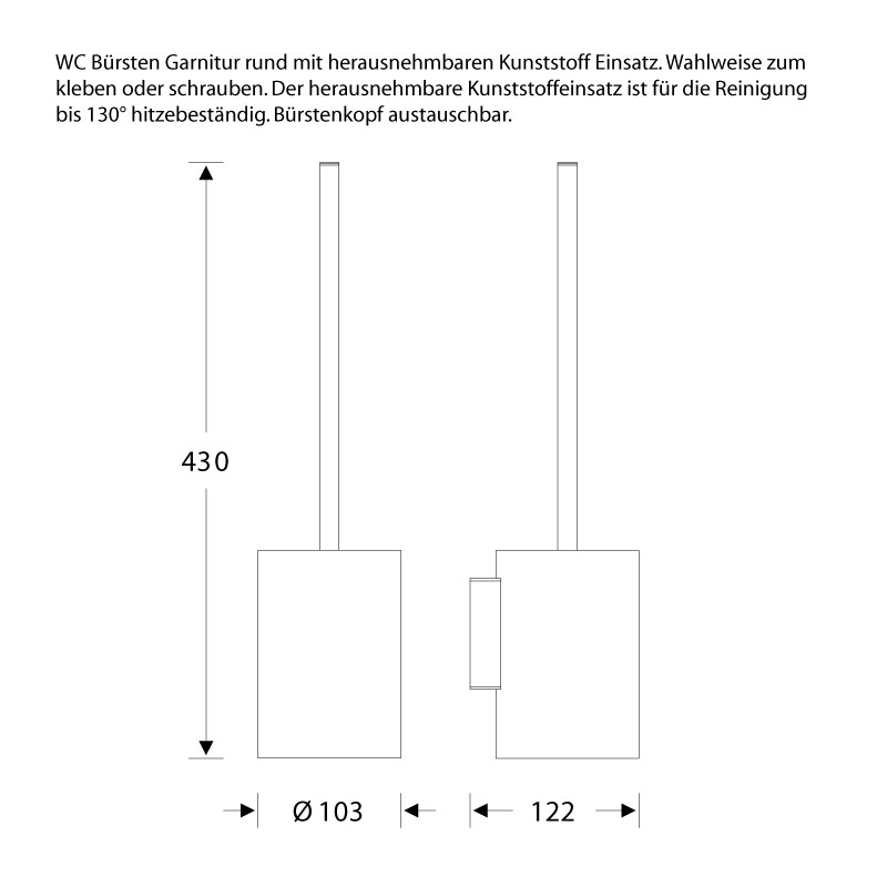 WC Garnitur Set - Wandmontage - Rund - Edelstahl - ErgoSystem Metric