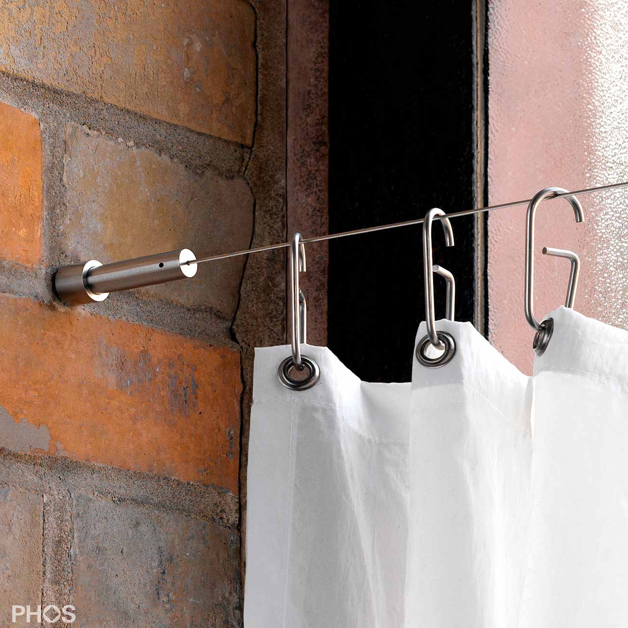 Shower Curtain Wire Cable - Wall To Wall Mount - Stainless Steel Shower Curtain Wire Cable - Wall To Wall Mount - Stainless Steel