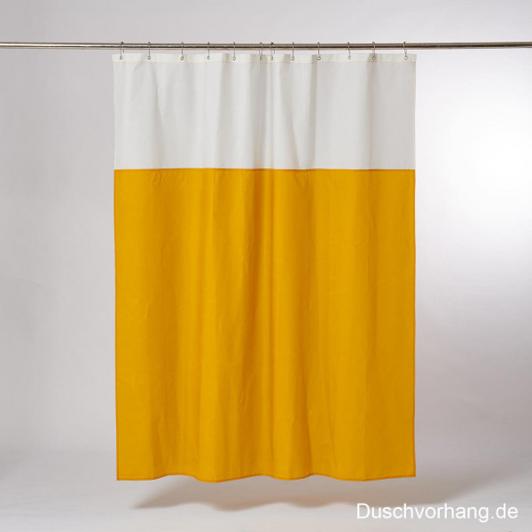 Duwax Textil Duschvorhang 180 x 200 Gelb Natur für Plastik freies Bad und Zero Waste Dusche