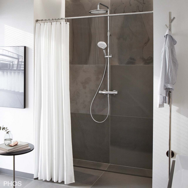 Duschnische mit gerader Duschstange für Badewanne und Dusche