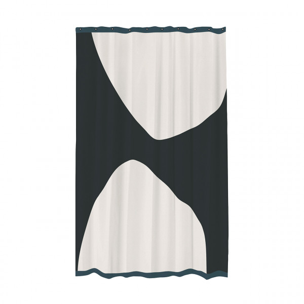 Textil Duschvorhang schwarz weiß anthrazit Design Rock