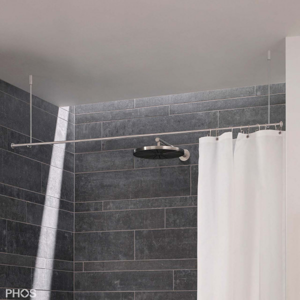 Shower Curtain Rod Straight - Ceiling Bracket Only - Stainless Steel